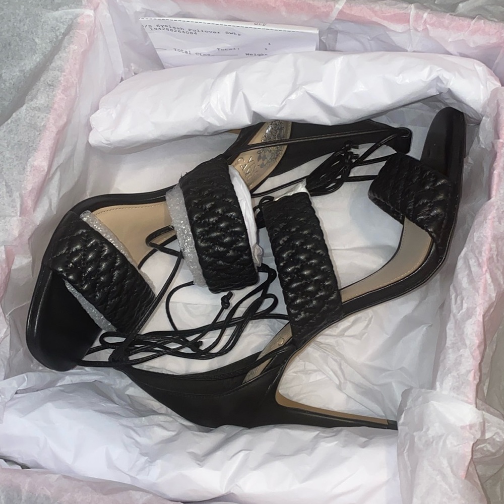 Vince Camuto black quilted heels